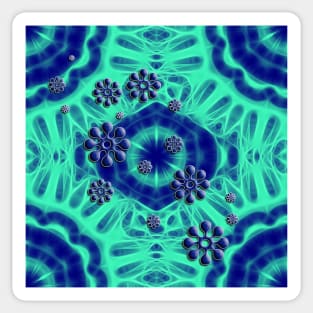 Popping trippy flowers on kaleidoscope Sticker